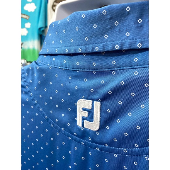 FootJoy FJ Pointe West Country Club Golf Polo Shirt Mens Large Blue White Stripe - Picture 8 of 10